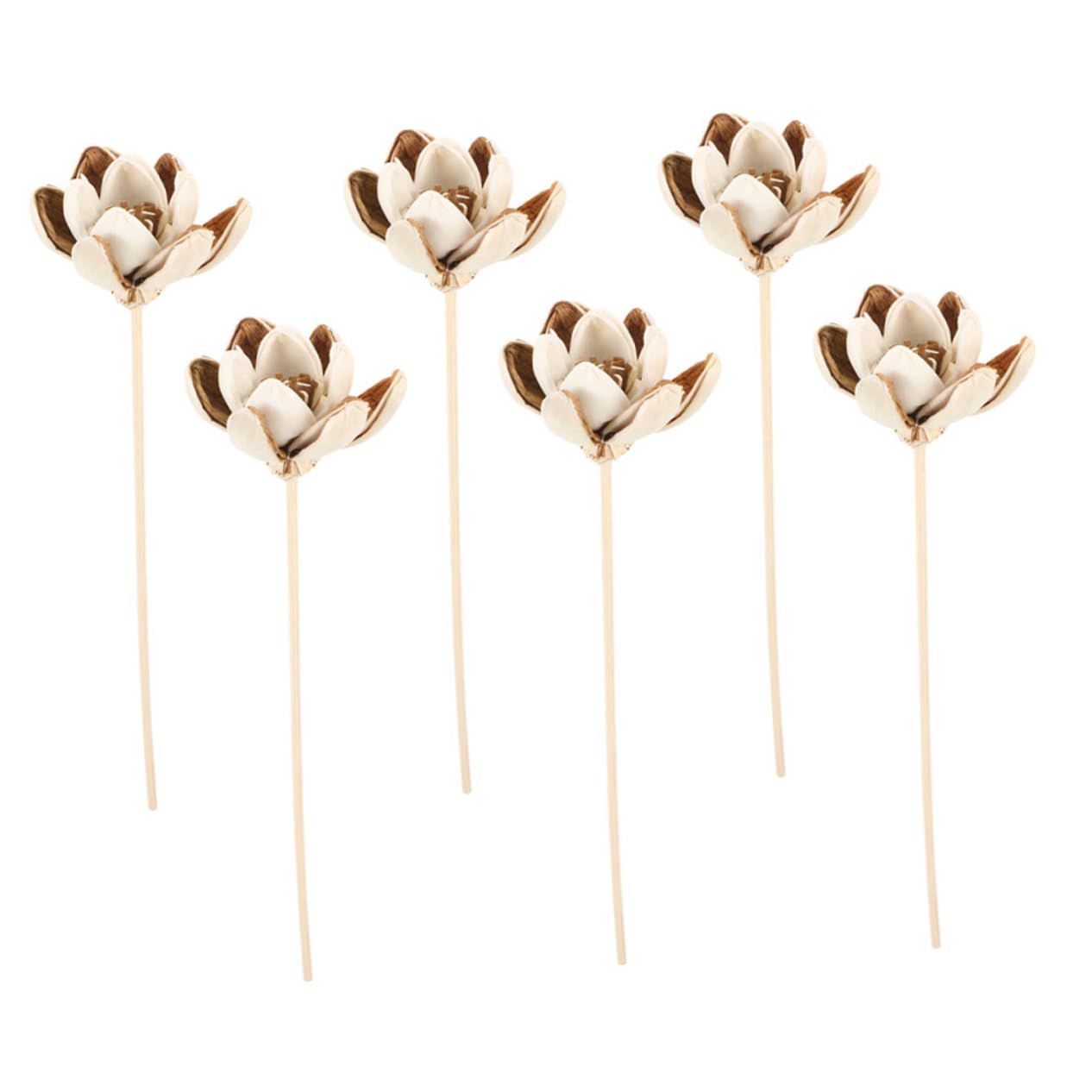 Angoily 6pcs Wooden Beige Decorative Reed Diffuser Sticks Flowers Rattan Reed Diffuser Sticks Flower Diffuser Flower Fragrance Diffuser Stick