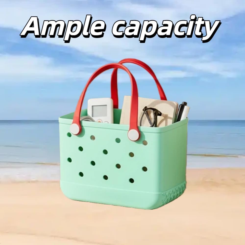 Small Rubber Beach Tote Bag – 11 * 4.5 * 7.8 inch –Waterproof Washable Open Tote Bags for Sports Beach Market Pool - Image 6