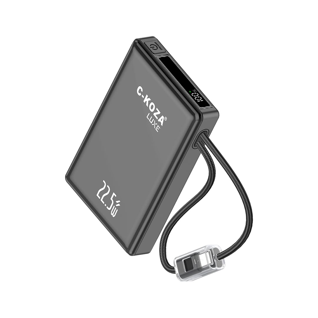 Luxe 10000mAh Power Bank with 22.5W Fast Charging, LED Display, Dual Built-in Cable, Quick Charge 3.0 & Multi-Protection (LP-251)-image-44