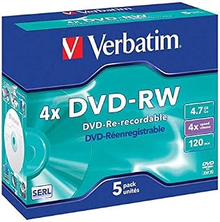Verbatim 43285 DVD-RW 4.7GB 4x 5 pack, Individually cased