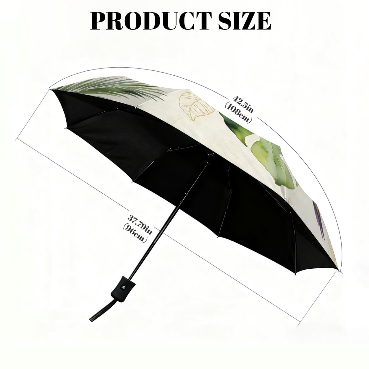 Ombrello estivo con colibrì ibisco, ombrello da viaggio, compatto, antivento, impermeabile, con protezione UV, rivestimento nero, leggero, 8 costole, portatile, per pioggia e sole