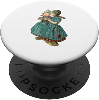 Vintage Little Dutch Girls in wooden clogs Knitting Together PopSockets Standard PopGrip
