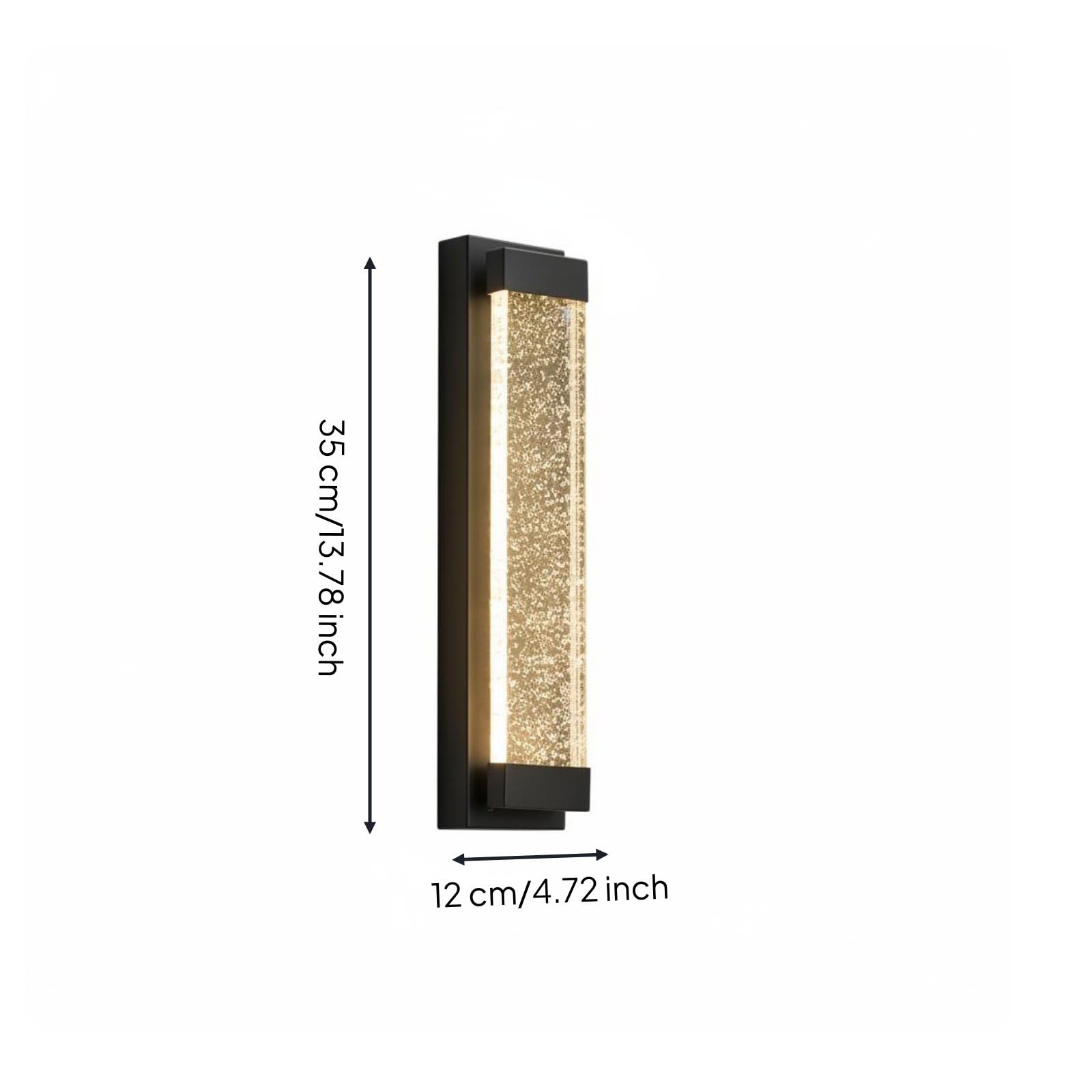 Lampada da Parete Esterna con Sconce Moderno IP65 in Acciaio Inox Luce Calda 3000K E Diffusione Cristallo Adatta per Ingresso Abitazione Terrazza, 35 Cm, Standard