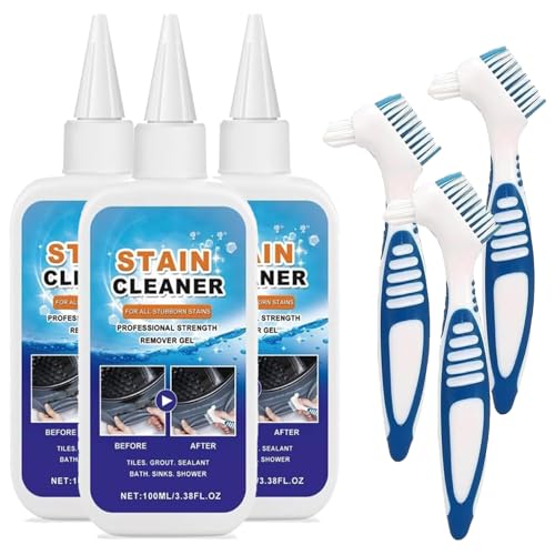Gel quitamanchas, limpiador de lavadoras de 100 ml, potente gel limpiador para limpiar lechada, azulejos, refrigerador, ventanas, baños y fregaderos. (3pcs)