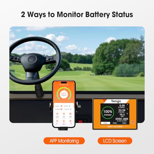 48V (51.2V) 100Ah LiFePO4 Lithium Golf Cart Battery, Complete Upgrade Kit with Charger, LCD Display & App, Built-in 200A BMS, Max 10.24kW Power Output