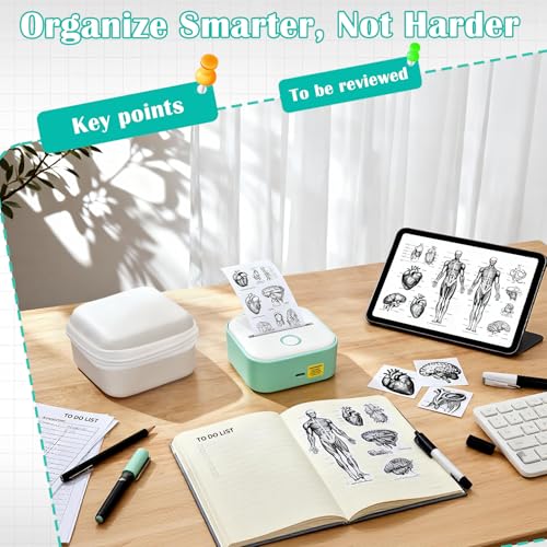 Funda para impresora Phomemo M02 Mini rígida antiimpactos con 3 rollos adhesivos 6