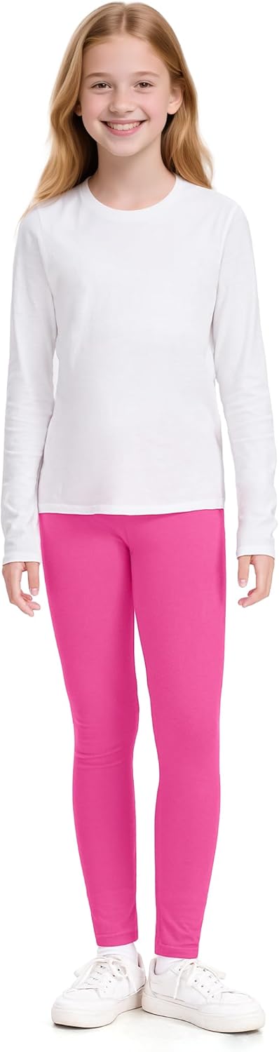 BOOPH 5 Pack Girls Leggings Cotton Full Length Stretchy Kids Pants Footless 5-14 Years - Image 6