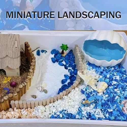 Image of RUIAN Fish Tank Decor & Hamster House, Blue | Multipurpose Aquarium Ornament,Ideal for Aquascaping,Craft Projects,Smooth Ceramic Cave,Conch Shell Shape,Betta Fish Hideout