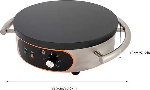 Miniatura 2 de Fabricante de crepes eléctrico de 16 pulgadas para crepes antiadherente, sartén única, parrilla de crepé comercial, ajustes de temperatura