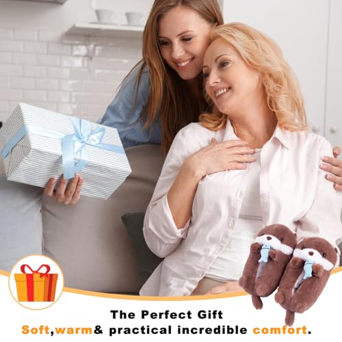 Cute Otter Plush Couple Slippers - Fuzzy Animal House Shoes Non-Slip Sole, Cozy Indoor & Outdoor Comfort for Women & Men, Cute Birthday Valentine's Gift Idea4