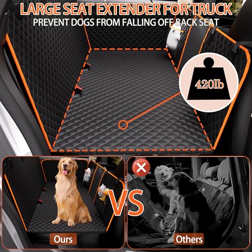 Back Seat Extender for Dogs,Holds 420lbs,Waterproof Dog Car Seat Cover for Back Seat with Hard Bottom,2025 Upgraded Material Dog Hammock for Car,Easy to Use and Clean