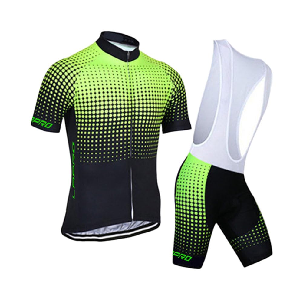 Tuta Ciclismo Uomo, Maglietta Bicicletta e Salopette Pantaloncini con Gel Imbottiti Completo Ciclismo Estivo per Bici da MTB