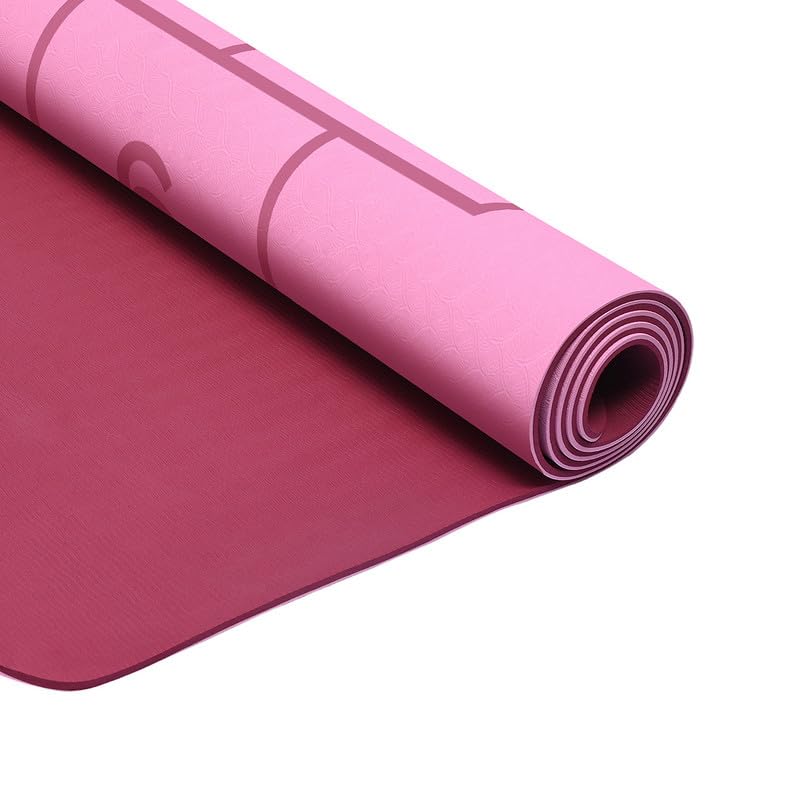 Image of Extra Wide Non Slippery TPE 6ft x 2.62ft x 6mm Yoga Mat for men, Women and Kids with hopscotch Play mat comes with Wooden Marker and bag cover - Pink