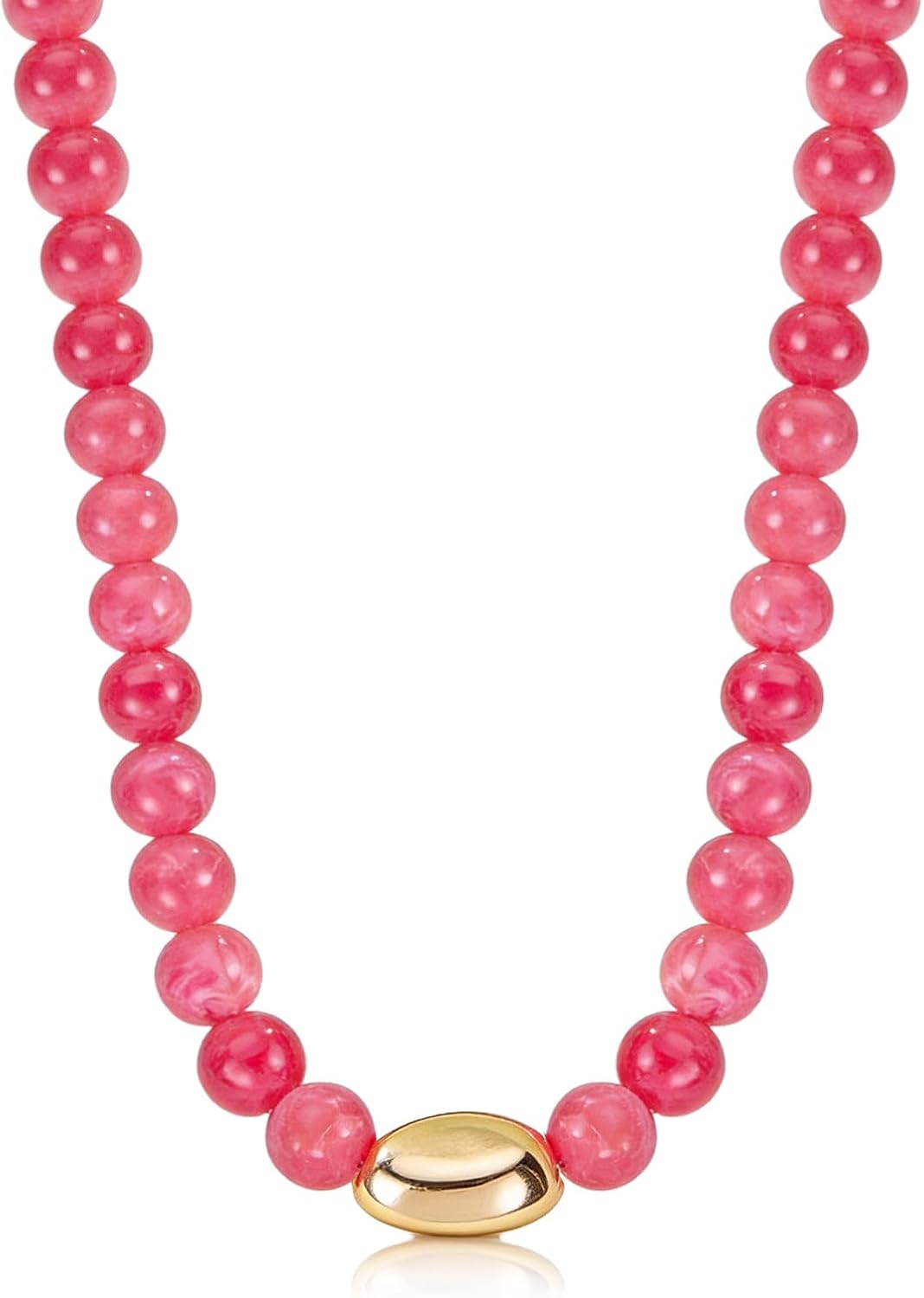 Chunky Beaded Necklace for Women, Statement Bead Choker with Gold Pendant, Short Collar Necklace for Summer Outfits, Resort Wear, Party Jewelry