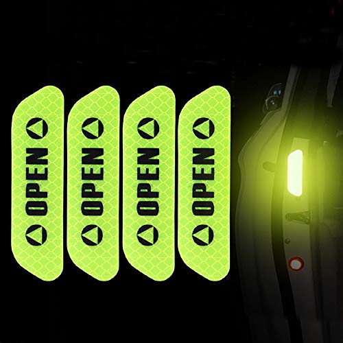 Image of ZYTC 4pcs 3D Super Reflective Stickers Carbon Fiber Strips Car Side Open Door Edge Bumper Anti-Scratch Protection Guards Trim Stickers Universal (Open Green)