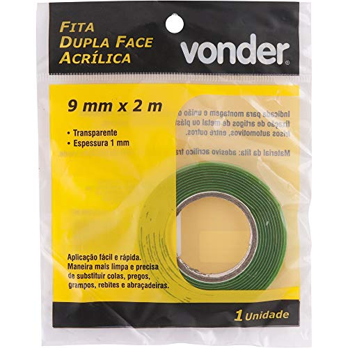 Fita Dupla Face Acrílica, 9 x 2 M, Vonder VDO2189