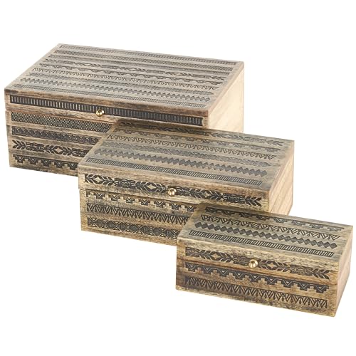 Deco 79 085817 Mango Wood Geometric Handmade Decorative Box Storage Decorative Keepsake Box cover
