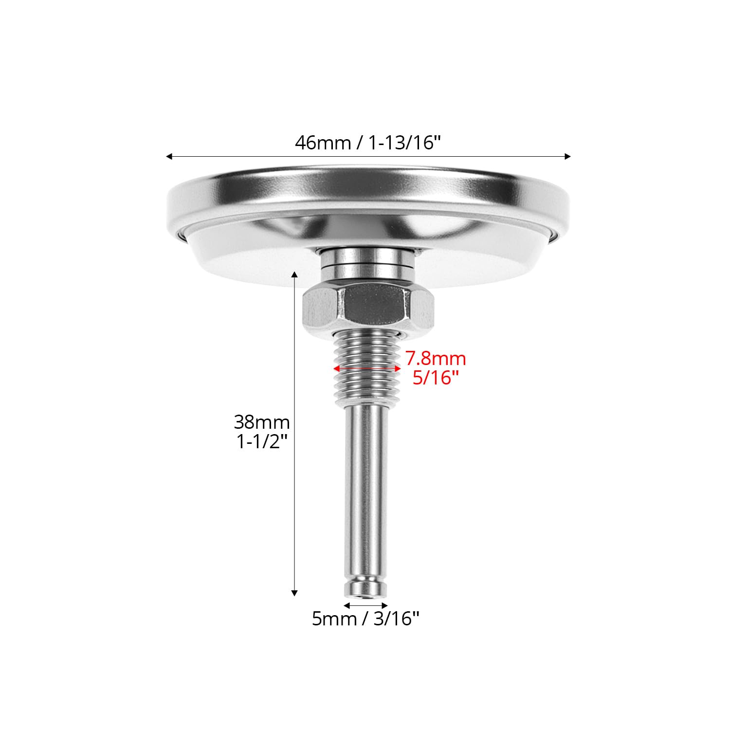 QWORK 60540 7581 Termometr do grilla kompatybilny z grillem Weber Weber Spirit 200 i 300, seria Q, Ø 4,6 cm, stal nierdzewna