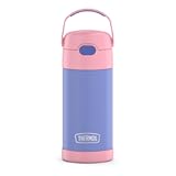 THERMOS FUNTAINER Water Bottle with Straw - 12 Ounce - Kids Stainless Steel Vacuum Insulated Water Bottle with Lid&comma; Purple&sol;Pink