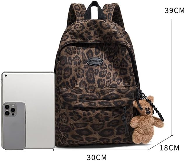 Miniatura 7 de Mochila de guepardo de moda, bolso de hombro con diseño de moda y2k, bolso de coqueta con estampado de leopardo, para mujeres y hombres, Marrón,