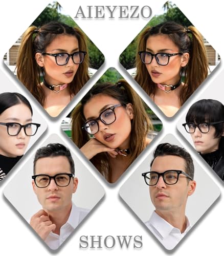 Image of AIEYEZO Fashion Blue Light Glasses for Women Men Retro Anti-Blue Light Eyeglasses TR90 Square Frame Computer Glasses