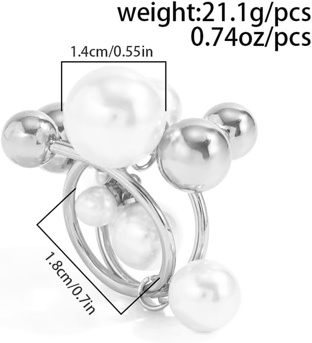 Dainty Gold Beads Beaded Pearl Cluster Ring for Women Exquisite Unique Two-Tone White Pearls Knuckles Rings Y2k Party Prom Valentine Jewelry Gifts - Image 2