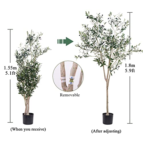 Hobyhoon Artificial Olive Trees Silk Trees Faux Olive 6Ft Tall Tree In Potted Oliver Branch Leaves And Fruits For Modern Home Decor Indoor #TOP4