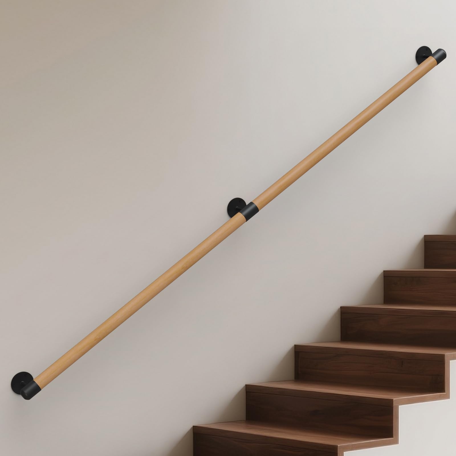 Pasamanos de Madera para escaleras Interiores Pasamanos de Escalera de Pared para el hogar baño Pasillo terraza barandillas de escaleras pasamanos,Longitud: 30-600cm (Beech, 30cm)