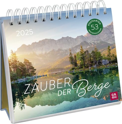 Postkartenkalender 2025: Zauber der Berge: Wochenkalender zum Aufstellen, Tischkalender mit Spiralbindung und 53 Postkarten zum Heraustrennen