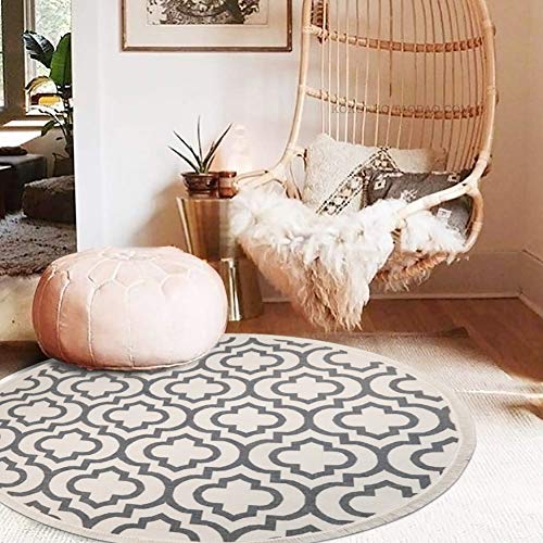 Pauwer - Alfombra redonda de algodón, 120 cm, lavable a máquina, tej