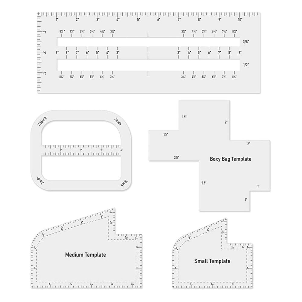 Aundhegrtt 5Pcs Boxy Bag Making Templates Template Ruler for Making Boxy Bags for DIY Sewing Lover