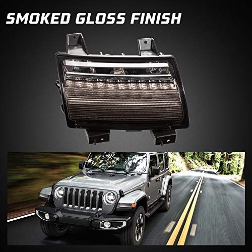 BUNKER INDUST LED Daytime Running Lights with Sequential Turn Signal for Jeep Wrangler JL 2018 2019 Fender JL DRL Turn Signal Wheel Eyebrow Light,Smoke Lens(USA Version)