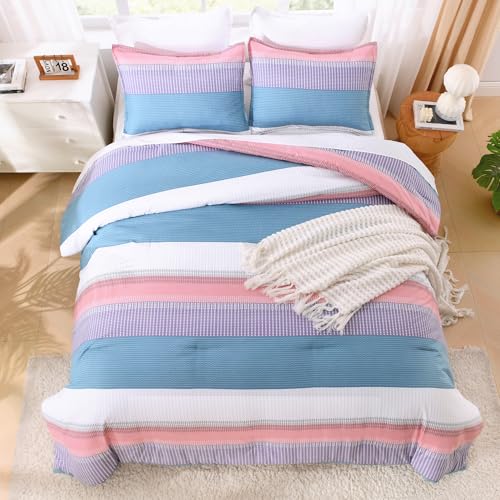 Litanika Twin XL Comforter Set Pink Purple Blue - 2 Pieces Sea Salt Twin Extra Long Size Lightweight Bedding Set, All Season Down Alternative Comforter