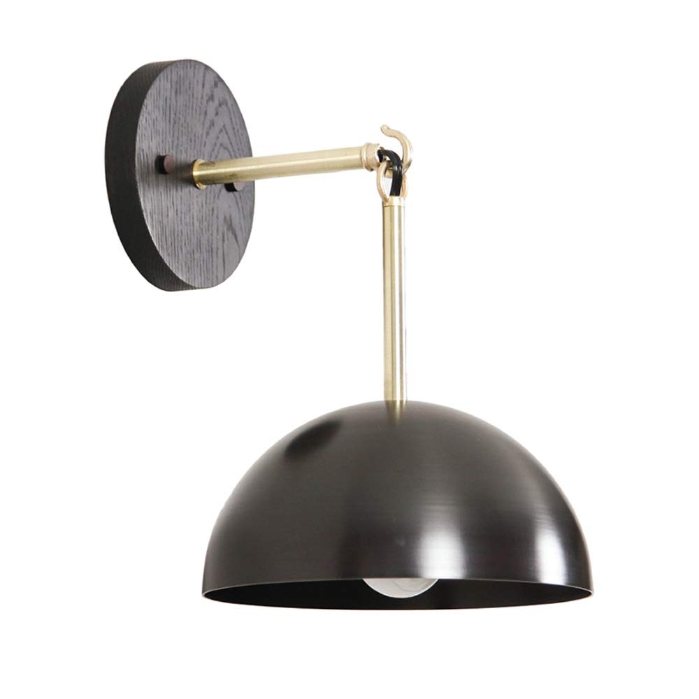 NHPJFDC Wall Mounted Light Villa Brass Lampshade Lamp Walnut Retro Nostalgic Bedroom Bedside High Grade Pure Copper Sconce Aisle Corridor T-155