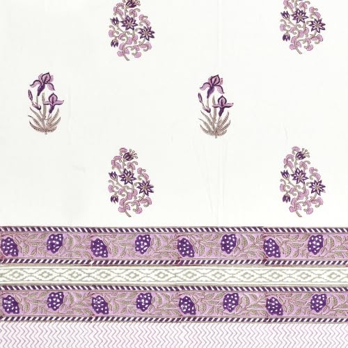 Image of BLOCKS OF INDIA Blackout Hand Block Printed Cotton Daylight Curtains with Eyelets(Set of 2 Curtains) (Block 14, 7 Feet /Door), Pink, White