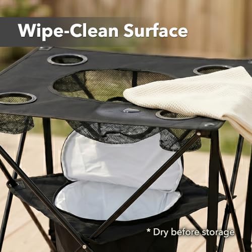 OVENTE Mesa de Camping Plegable con Enfriador Integrado, Negra POTC0014B miniatura 7