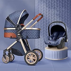 Zhiding Babykar 3 in 1 opvouwbare buggy 107-wheeler, kinderwagen met extra grote luchtwielen, voor kinderen schakelbare fietswalking, lange reis voor pasgeboren en peuter (Color : Blue)