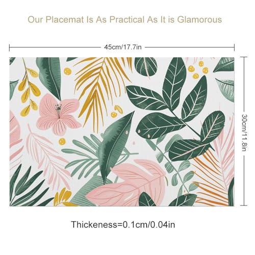 Set de table feuilles tropicales en PVC tissé premium pour réception