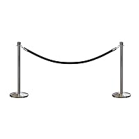 Vista 50 de CCW Kit de puntal de poste y cuerda con 2 postes superiores de corona de latón pulido y 1 cuerda de algodón de terciopelo resistente negro (6 pies)