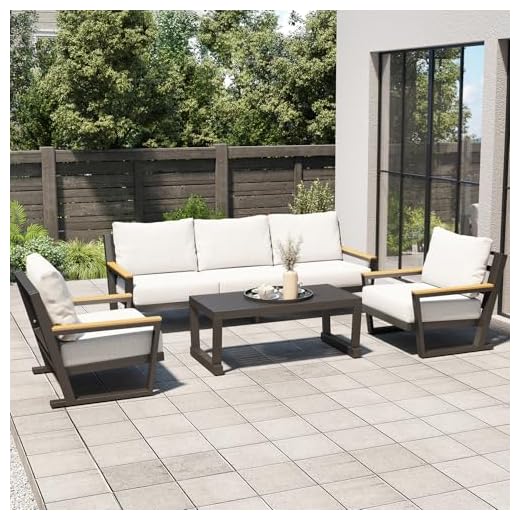 Best garden furniture for artificial grass 4-Seat Aluminum Sectional Sofa Set