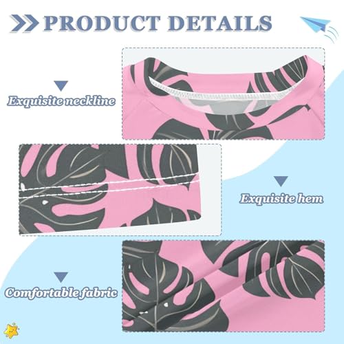 ALAZA Kids Rash Guard Boys Toddler Swim Shirts Short Sleeve Monstera Leaf UPF 50+ 3T3