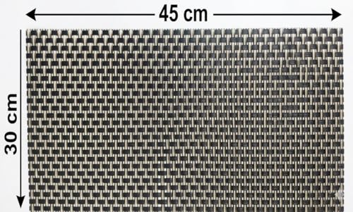 Image of Dribble Premium Anti UV-Mesh Woven PVC Table Placemats Set of 6 - Non-Slip, Heat Resistant, Washable Dining Table Mats for Kitchen, Dining & Office - 45cm X 30cm Durable Textured Design (Black)