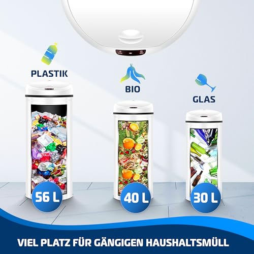 KESSER® Sensor Mülleimer ✓ Automatik ✓ Abfalleimer ✓ Abfall | EDELSTAHL | 40 Liter Weiß – Bild 6