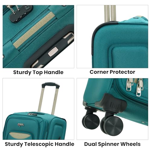 Image of AMERICAN TRAVELLER Embossed Trolley Bag | 360 Dual Disc Spinner Wheels | Cabin, Medium, Large, 18% Expandable, 360 Dual Disc Spinner Wheels, Lock & Telescopic Handle