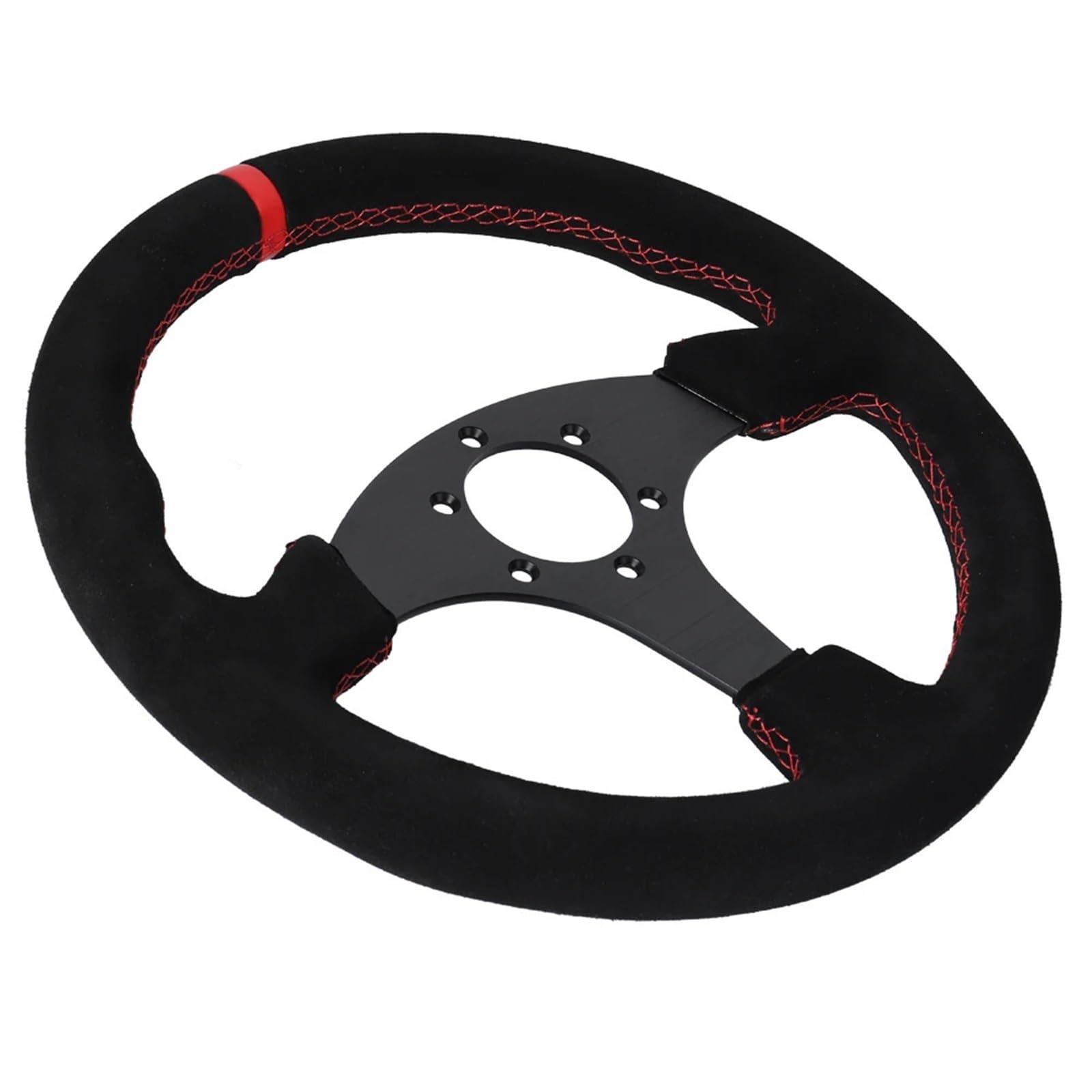 330 mm płaska kierownica zamszowa aluminiowa rama 33 cm Drift Racing PC gra kierownica uniwersalna (6028BK-MS-RD-RD)