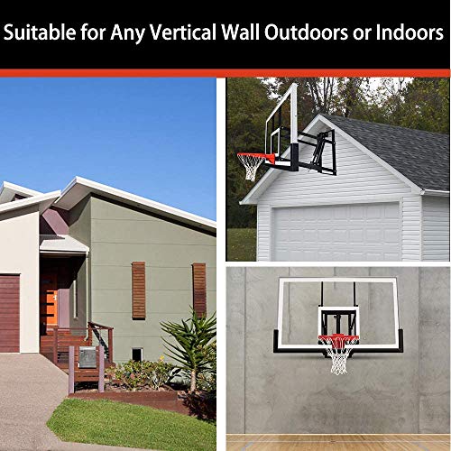 Progoal Basketball Hoop Garage Wall Mounted Adjustable-Height, With 60'', 72''Tempered Glass Backboard, Pro-Style Breakaway Rim, Durable Bracket And Net (72X42In Basketball Backboard) #TOP6