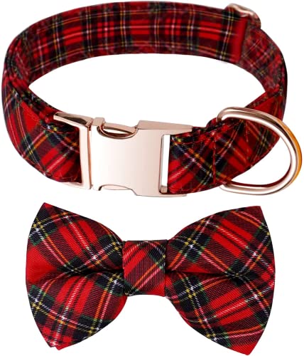 Hundehalsband mit Fliege, Hunde Halsbänder mit Abnehmbarer Schleife für Kleine Große Hunde, Welpenhalsband Verstellbares Fliege Hundehalsband, Hunde Halsband Geschenk für Hochzeit Weihnachten Cover