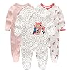 Kiddiezoom Grenouillère pour bébé garçon avec pieds en coton à manches longues