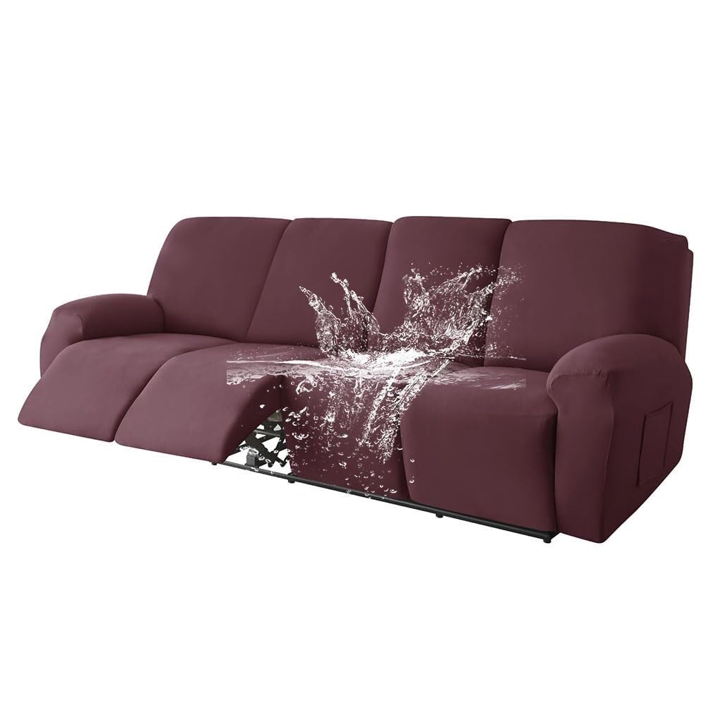 Funda elástica Impermeable para sillón reclinable, Color Liso, Antideslizante, con Bolsillo Lateral, Lavable, Protector de Muebles para Silla.