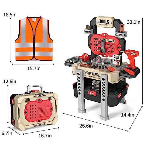 Deejoy 8028A Kids Tool Bench With Realistic Tools And Electric Drill, 79 Pcs Transformable Kids Tool Set With Clothes, Toddler Tool Bench Pretend Play Learning Gift thumb #4